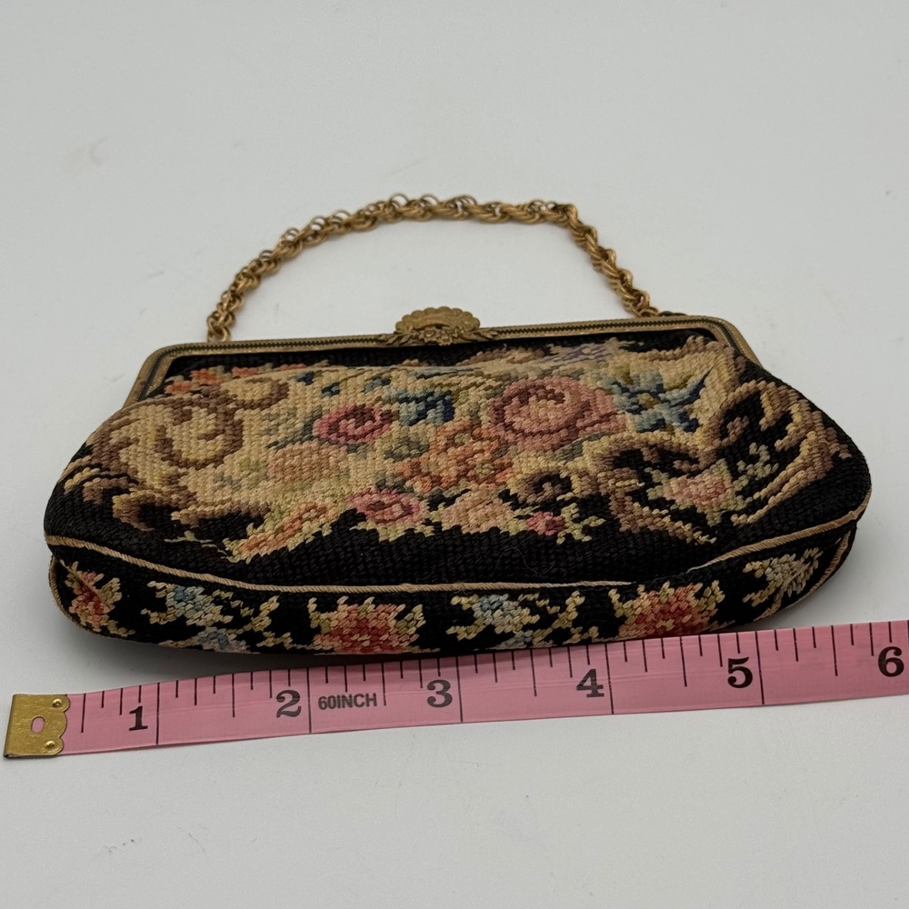 Antique 1920s Art Deco Made in Czechoslovakia Micro Petit Point Purse CrownClasp - Picture 11 of 14